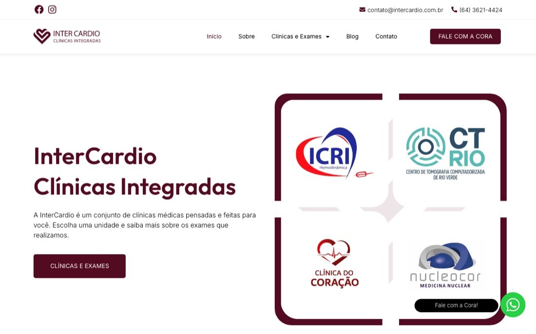 Site da Intercardio Saúde, clínica cardiológica em Rio Verde